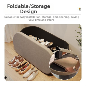 Сгъваема дървена табуретка за съхранение, мултифункционална с голям капацитет, подходяща за сядане и смяна на обувки, прост модерен дизайн.