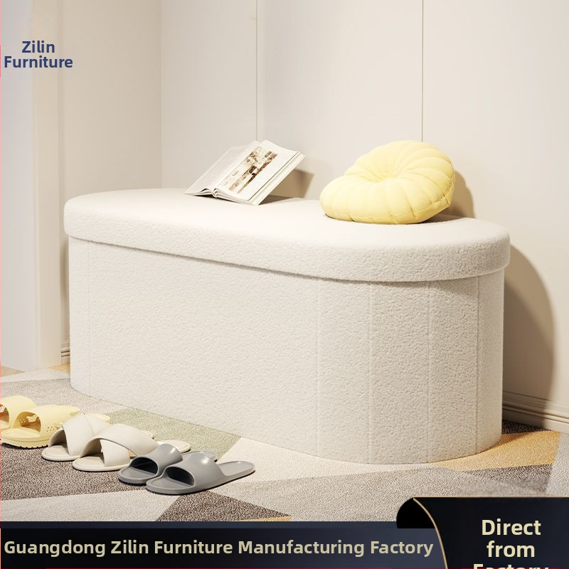 Сгъваема дървена табуретка за съхранение, мултифункционална с голям капацитет, подходяща за сядане и смяна на обувки, прост модерен дизайн.