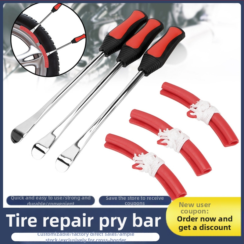 Titāna sakausējuma auto riepu remonta nūja – ar apaļu galu un plakanu galu; svars 895 g.