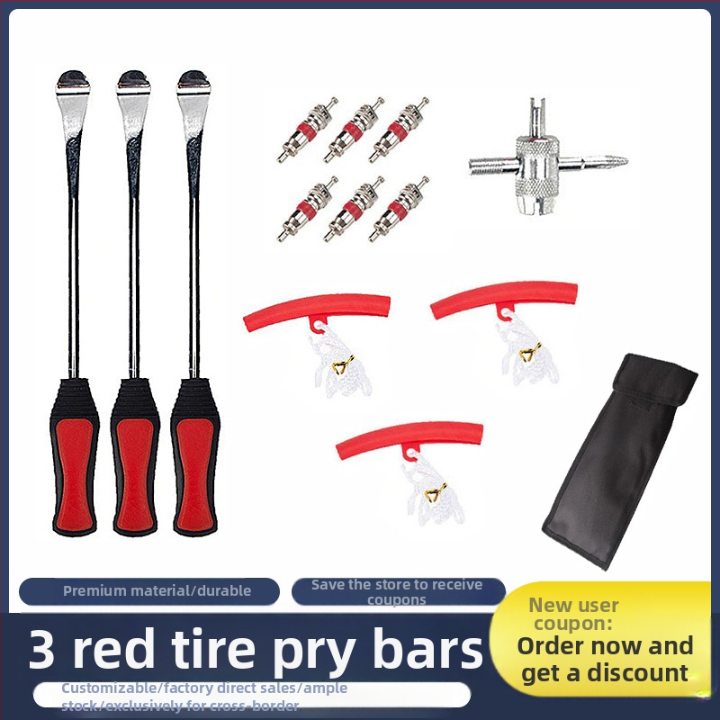 Titāna sakausējuma auto riepu remonta nūja – ar apaļu galu un plakanu galu; svars 895 g.