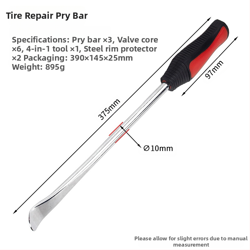 Titāna sakausējuma auto riepu remonta nūja – ar apaļu galu un plakanu galu; svars 895 g.