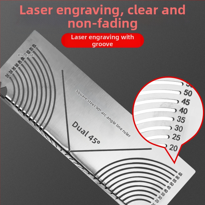 Yishun Сгъваема линейка с квадратна тръба – метална, 90° ъгъл и мултифункционално средство за маркиране