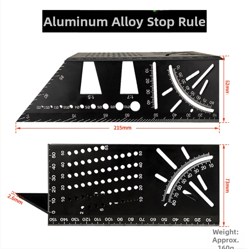 Πολυλειτουργικός γωνιόμετρο από κράμα αλουμινίου (Μάρκα: Onkel.J; Υλικό: κράμα αλουμινίου; Τύπος μετρητή: γωνιόμετρο)