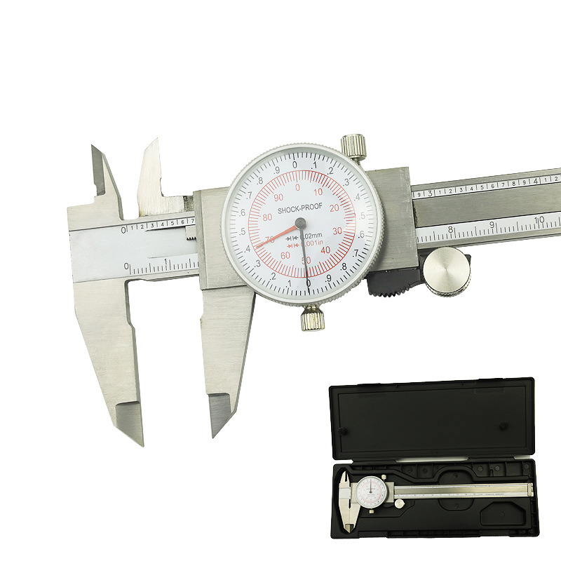 JAVIER Vernier matavimo kalipras iš nerūdijančio plieno, dvigubo adatos dizainas, metrinė ir colinė skalė, 0-150-200-300 mm diapazonas, raiška 0.01 in