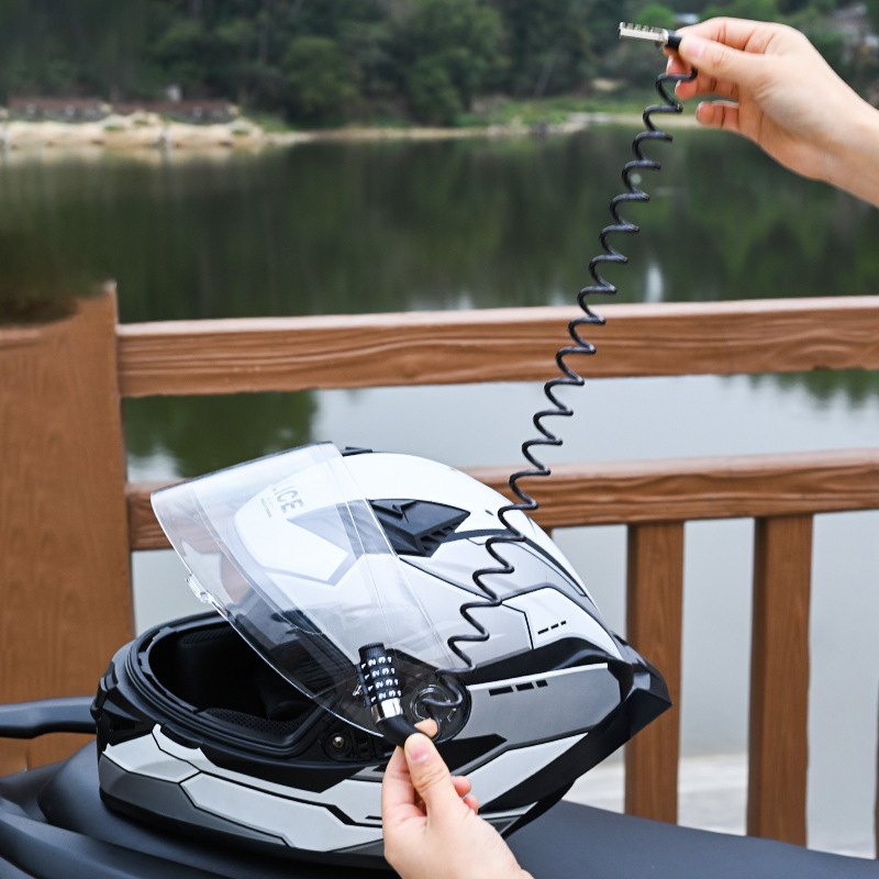 Lock Your Love L09 Стоманено кабелно заключване за каски към мотоциклети и велосипеди – 64 г, стоманено кабелно + индустриална пластмаса, телескопично заключване