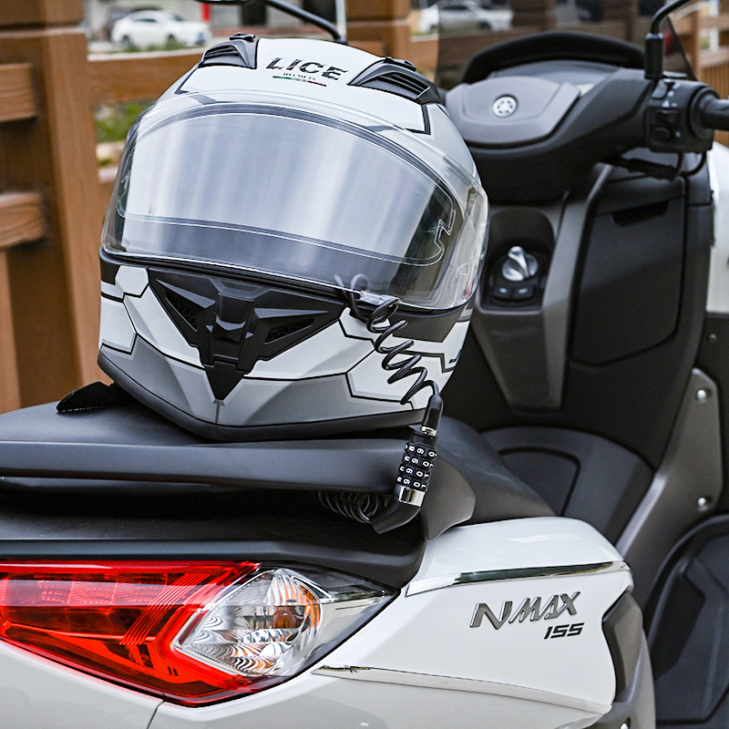 Lock Your Love L09 Стоманено кабелно заключване за каски към мотоциклети и велосипеди – 64 г, стоманено кабелно + индустриална пластмаса, телескопично заключване