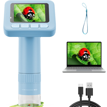 Ηλεκτρονικό μικροσκόπιο με ψηφιακή οθόνη για εκπαίδευση και επιθεώρηση· κατάλληλο για παιδιά και ενήλικες· εντοπίζει θύλακες τρίχας, δέρμα και ηλεκτρονικές πλακέτες με παρατήρηση σε πραγματικό χρόνο.