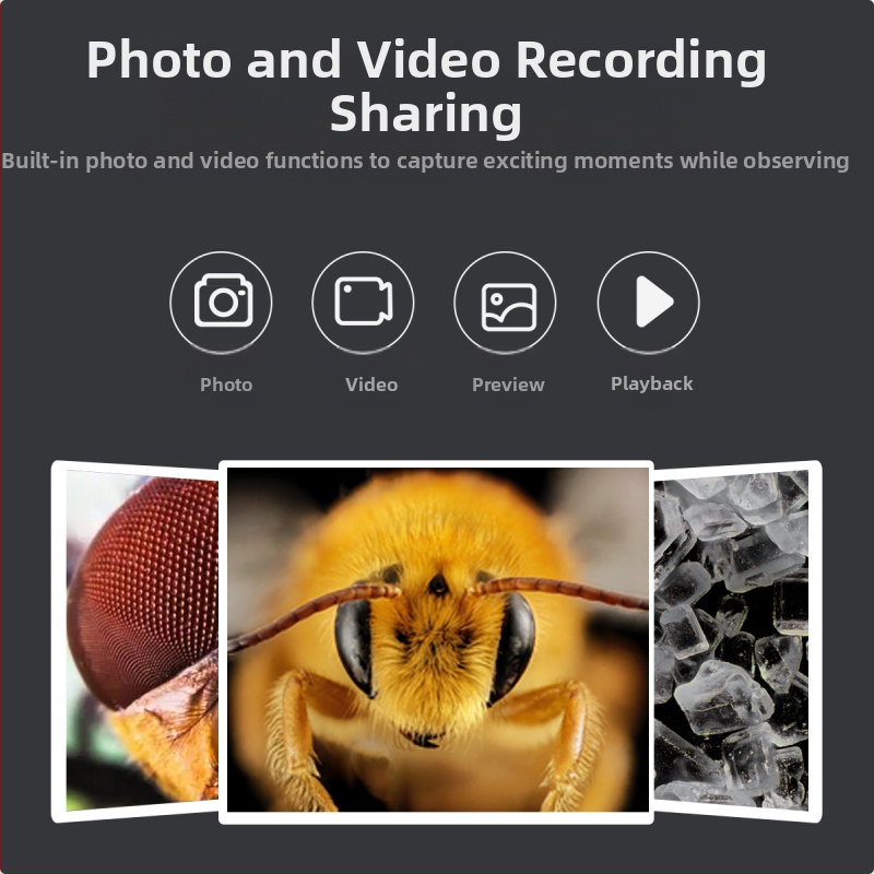 Електронен микроскоп с цифров дисплей за образование и инспекция; подходящ за деца и възрастни; открива космени фоликули, кожа и печатни платки с наблюдение в реално време.