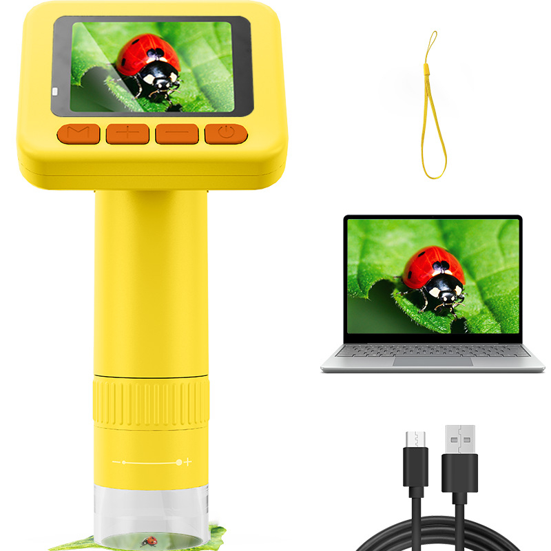 Ηλεκτρονικό μικροσκόπιο με ψηφιακή οθόνη για εκπαίδευση και επιθεώρηση· κατάλληλο για παιδιά και ενήλικες· εντοπίζει θύλακες τρίχας, δέρμα και ηλεκτρονικές πλακέτες με παρατήρηση σε πραγματικό χρόνο.