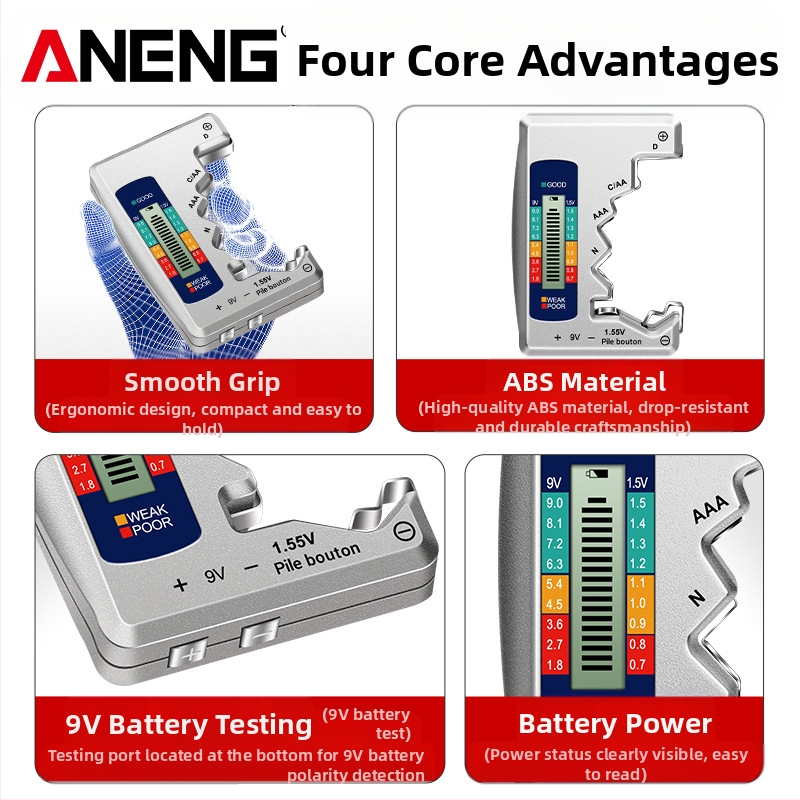 ANENG тестер за батерии в формат карта с LCD дисплей