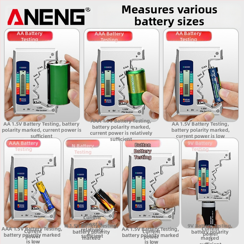 ANENG тестер за батерии в формат карта с LCD дисплей