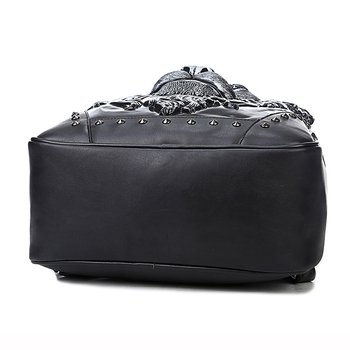 Σακίδιο με ανάγλυφο σχέδιο κεφαλής λιονταριού, PU δέρμα, αδιάβροχο, 20–35L, θήκη φορητού υπολογιστή 15,6 ιντσών