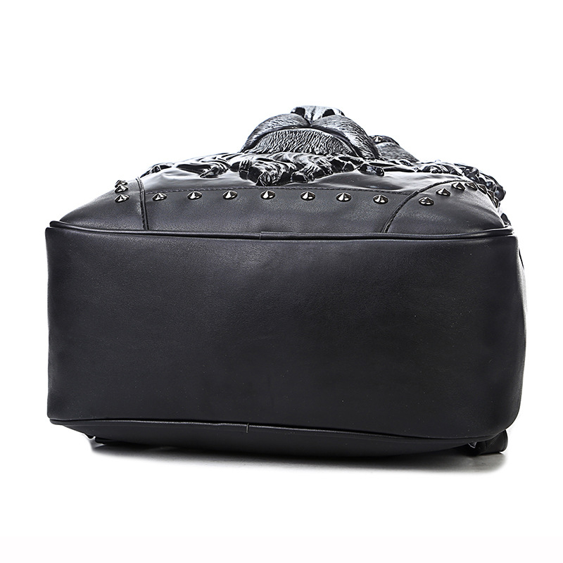 Kuprinė su liūto galvos reljefu, PU oda, atspari vandeniui, talpa 20–35 L, 15,6 colių nešiojamojo kompiuterio kišenė