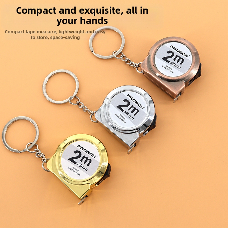 Csigavonal alakú acél mérőszalag kulcstartóval és autós medállal — Black Stone, szalag szélesség 8 mm