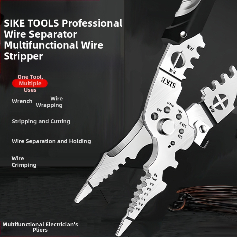 Industrijske razine višenamjerne elektrikarske kliješta za skidanje izolacije žica, rezanje žica i krimpanje, s vrhom tipa, težina 0,185