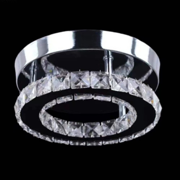 Φωτιστικό οροφής LED με κυκλικό κρύσταλλο σώμα και σκιά από ανοξείδωτο χάλυβα, κάλυψη 3–5 τ.μ., για διάδρομο και είσοδο