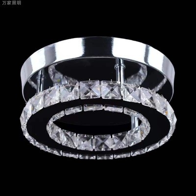 Φωτιστικό οροφής LED με κυκλικό κρύσταλλο σώμα και σκιά από ανοξείδωτο χάλυβα, κάλυψη 3–5 τ.μ., για διάδρομο και είσοδο