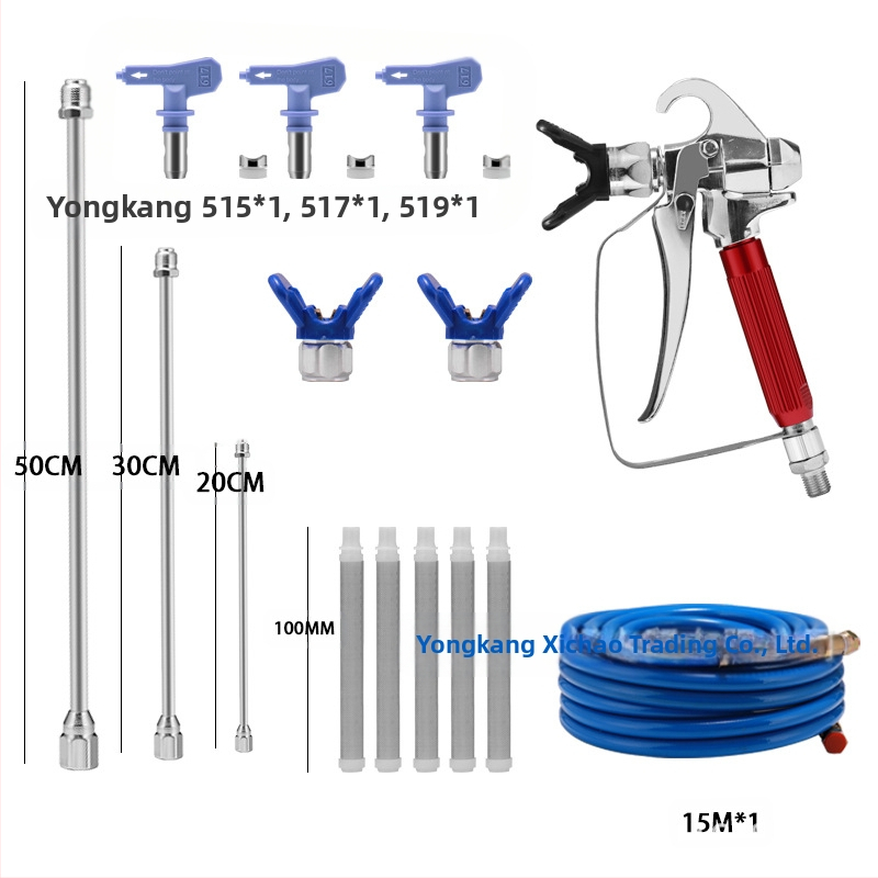 Hanxuan vysokotlakový bezvzdušný postrekovač set — nerezová oceľ, predĺženie trysky, postreková tryska, vysokotlaková trubka