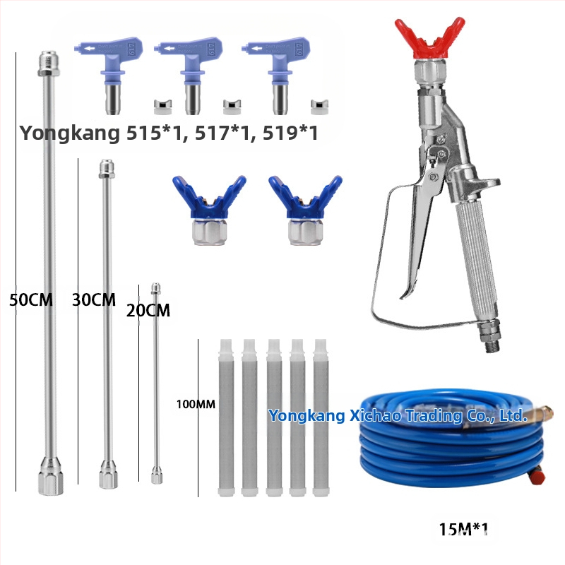 Hanxuan vysokotlakový bezvzdušný postrekovač set — nerezová oceľ, predĺženie trysky, postreková tryska, vysokotlaková trubka
