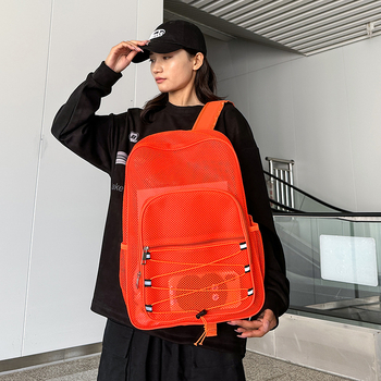 Unisex διαφανής σάκος πλέγματος για σχολείο και άθληση, χωρητικότητα 20–35 λίτρων, συμβατός με φορητό υπολογιστή 15 ιντσών, αναπνέουσες τιράντες με αερόμαξιλάρι