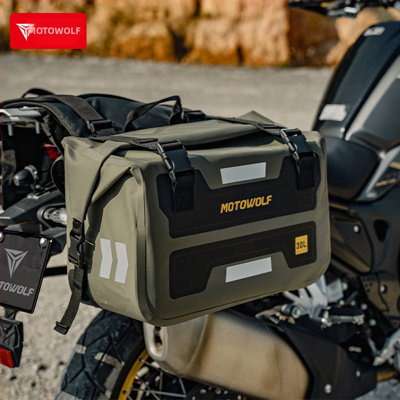 Мотоциклетна странична чанта за пътуване, водоустойчива, с бързо освобождаване, голям капацитет, Knight Pack стил, материал 500D PVC, Mordo Wolf/MOTOWOLF