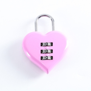 Κλειδαριά συνδυασμού με τρεις αριθμούς σε σχήμα καρδιάς για τσάντες και αποσκευές – μηχανική, κράμα ψευδάργύρου, μοντέλο N520, πάχος ράβδου 3 mm, απόσταση ράβδων 12 mm
