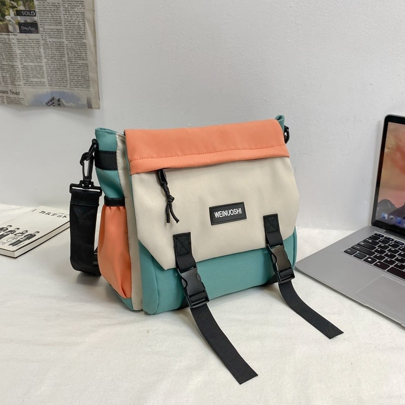 Nylon válltáska, uniszex, nagy kapacitású, messenger stílus / crossbody