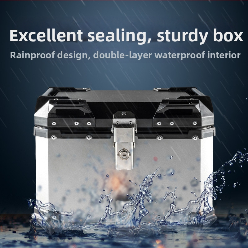 Αλουμινένιο κιβώτιο αποθήκευσης μοτοσικλέτας από κράμα αλουμινίου, αποσπώμενο και αδιάβροχο, χωρητικότητας 36/45/56/65 L, συμβατό με τα περισσότερα μοντέλα