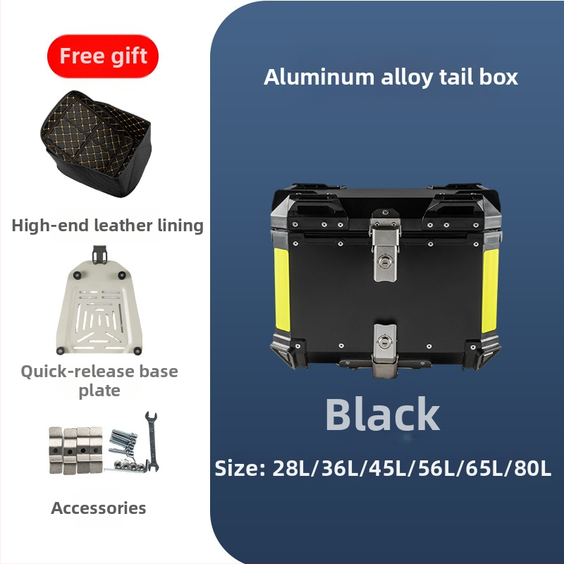 Αλουμινένιο κιβώτιο αποθήκευσης μοτοσικλέτας από κράμα αλουμινίου, αποσπώμενο και αδιάβροχο, χωρητικότητας 36/45/56/65 L, συμβατό με τα περισσότερα μοντέλα