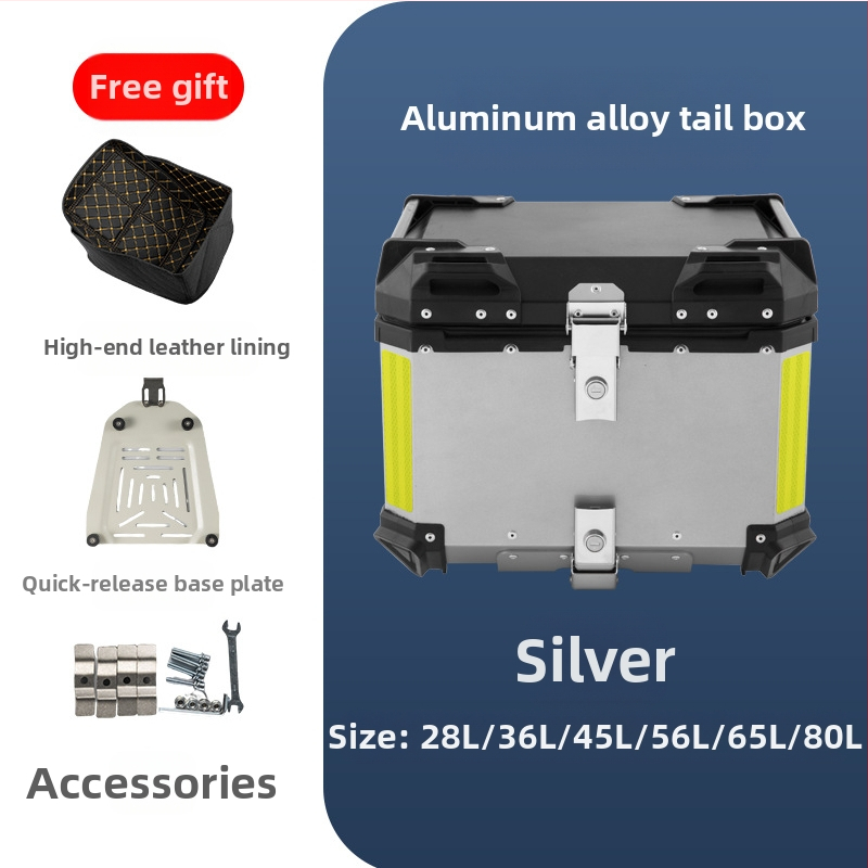 Αλουμινένιο κιβώτιο αποθήκευσης μοτοσικλέτας από κράμα αλουμινίου, αποσπώμενο και αδιάβροχο, χωρητικότητας 36/45/56/65 L, συμβατό με τα περισσότερα μοντέλα