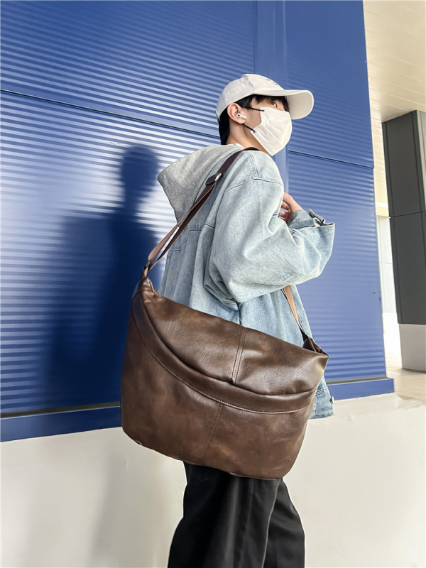 PU bőr férfi crossbody táska, vízálló, poliészter bélés, mindennapi használatra