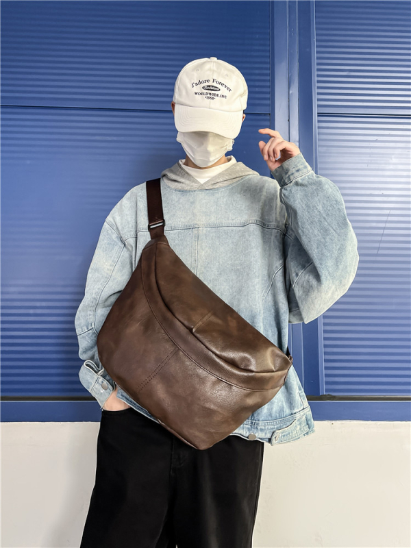 PU bőr férfi crossbody táska, vízálló, poliészter bélés, mindennapi használatra