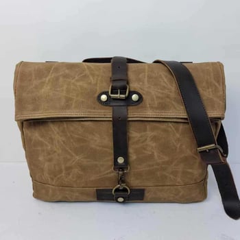 Унисекс кръстосана чанта през рамо от платно с кожена подплата