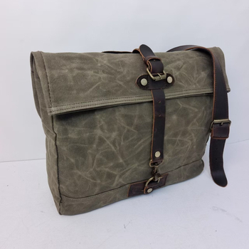 Unisex καμβάς crossbody τσάντα με δερμάτινη επένδυση