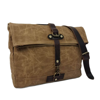 Unisex καμβάς crossbody τσάντα με δερμάτινη επένδυση