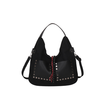 Szegecses női kézitáska, utcai stílus, PU bőr, vízszintes négyzet alakú, cipzáras zárás