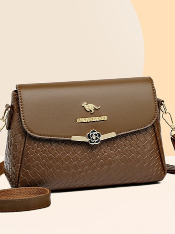 PU γυναικεία τσάντα ώμου τετράγωνη μικρή, αστικός μινιμαλισμός, με μία ρυθμιζόμενη λουρί, κλείσιμο με καπάκι, εσωτερικές θήκες με φερμουάρ και θήκη για κινητό, πολυεστερική επένδυση