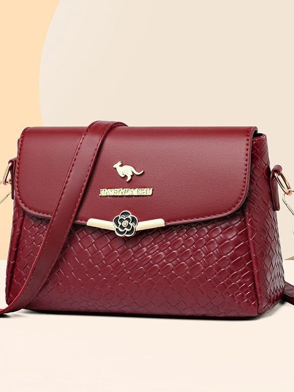 Geantă mică de umăr din PU, formă pătrată, stil urban, închidere cu capac, căptușeală din poliester, buzunare interioare cu fermoar și pentru telefon, o singură curea