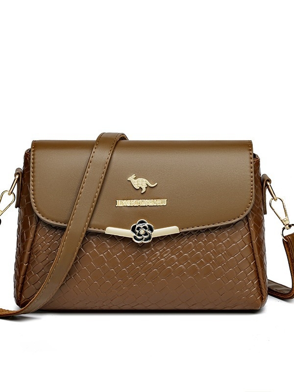 Geantă mică de umăr din PU, formă pătrată, stil urban, închidere cu capac, căptușeală din poliester, buzunare interioare cu fermoar și pentru telefon, o singură curea