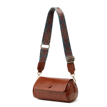 Κυλινδρική crossbody τσάντα για κινητό, PU υλικό, μαγνητικό κλείσιμο, εσωτερικές θήκες: φερμουάρ, θήκη για κινητό και επιπλέον θήκη με φερμουάρ