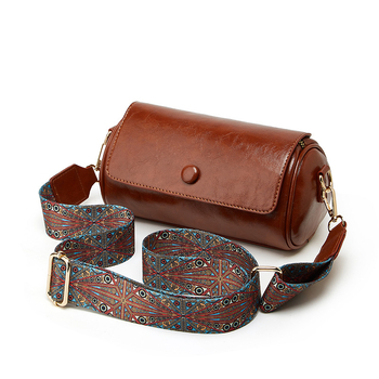 Κυλινδρική crossbody τσάντα για κινητό, PU υλικό, μαγνητικό κλείσιμο, εσωτερικές θήκες: φερμουάρ, θήκη για κινητό και επιπλέον θήκη με φερμουάρ