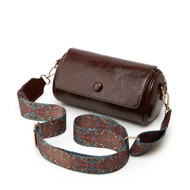 Geantă cilindrică crossbody pentru telefon, PU, închidere magnetică, buzunare interioare: buzunar cu fermoar, buzunar pentru telefon și compartiment cu fermoar suplimentar