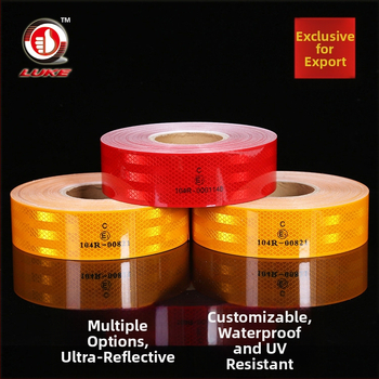 PET automobilio atšvaitinė juosta 104R, didelio intensyvumo, LUKE/Lujia prekės ženklas, pramonės standartas, atšvaitinės juostos serija, darbinė temperatūra -20–70°C, svoris 1150 g