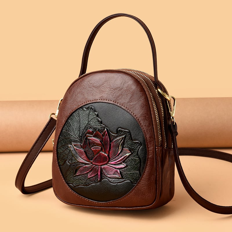 Дамска чанта за рамо от естествена кожа, цилиндрична форма, цип за затваряне, вътрешна преграда с цип, подплата от найлон