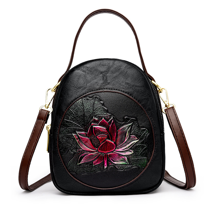 Дамска чанта за рамо от естествена кожа, цилиндрична форма, цип за затваряне, вътрешна преграда с цип, подплата от найлон