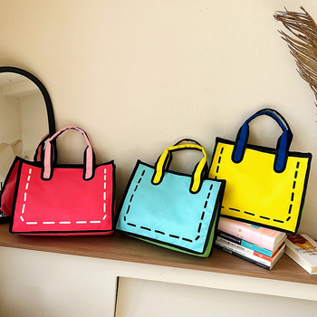 Чанта Tote — градска простота, Oxford плат, хоризонтална квадратна форма, цип, двойни презрамки