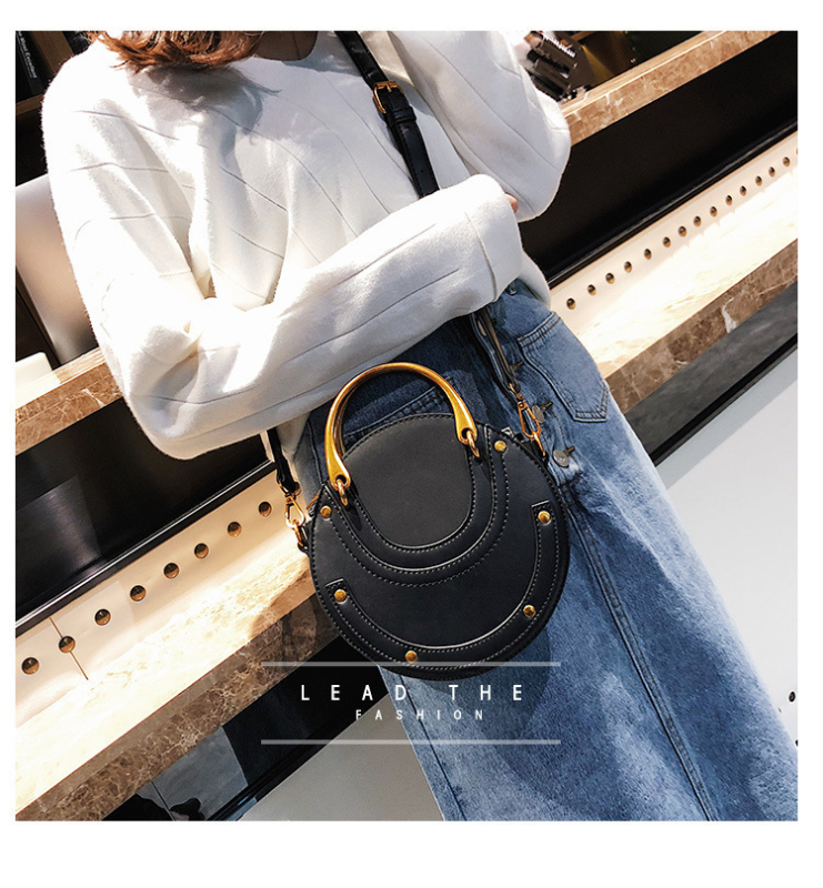 PU női kör alakú crossbody táska telefon- és igazolványtartó zsebbel, cipzáros nyitás, puha anyag, egy vállpánt, szabadidős utazásokhoz.