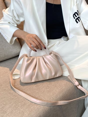 Geantă de damă, stil proaspăt și dulce, Cloud Pack, formă orizontală pătrată, închidere cu capse magnetice, căptușeală PU