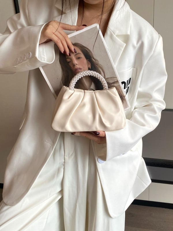 Geantă de damă, stil proaspăt și dulce, Cloud Pack, formă orizontală pătrată, închidere cu capse magnetice, căptușeală PU