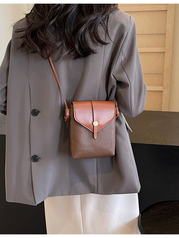 Geantă de telefon mobil crossbody – Stil urban, PU, formă vertical pătrată, închidere tip capac, buzunar intern pentru telefon